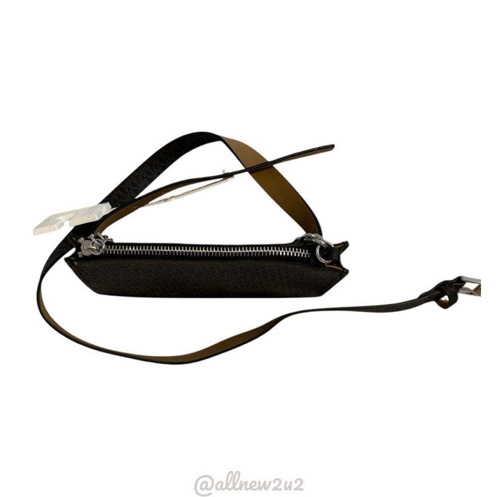 New Michael Kors Black & Charcoal Monogram Belt Bag Crossbody Clutch Size XL - Picture 7 of 13